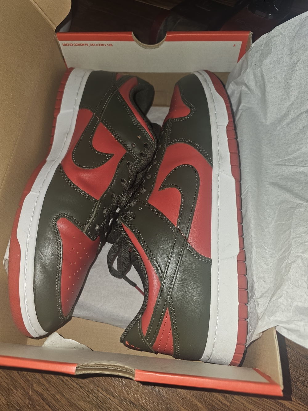 Men's Olive Green & Red Low-Top Freddy Kruger Dunks (Low) - Picture 2 of 3